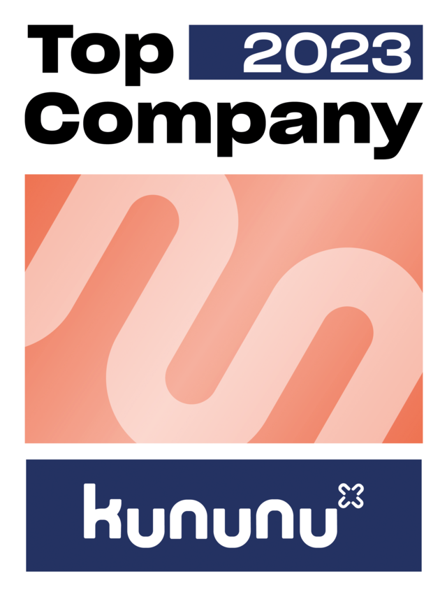 Mit einem durchschnittlichen 5-Jahres-Score von 4,2 kürt uns nun das Arbeitgeber Bewertungsportal kununu mit dem Top Company Siegel 2023. 