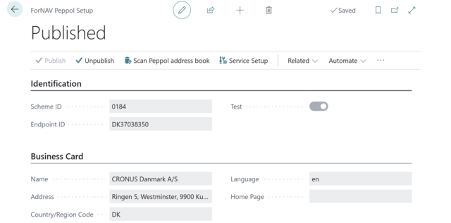 Screenshot von FORNAV E-invoicing zur Übertragung der E-Rechnung über Peppol