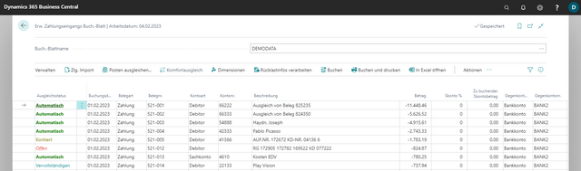 Screenshot zeigt OPplus im Rahmen des Finanzwesens in Software für den Fruchtgroßhandel