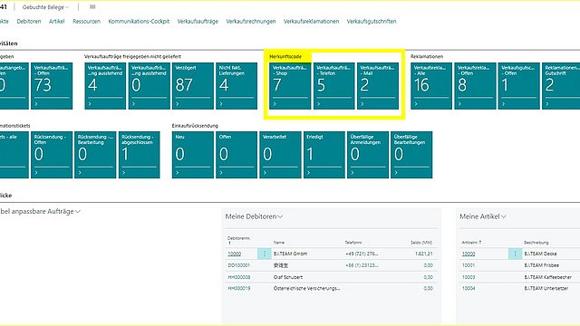 Screenshot Multi-Channel-Vertrieb mit Business Central und KatarGo: Bestellungen in der Übersicht
